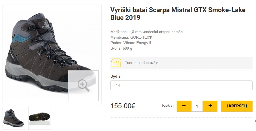 Vyriški batai Scarpa Mistral GTX Smoke-Lake Blue 2019