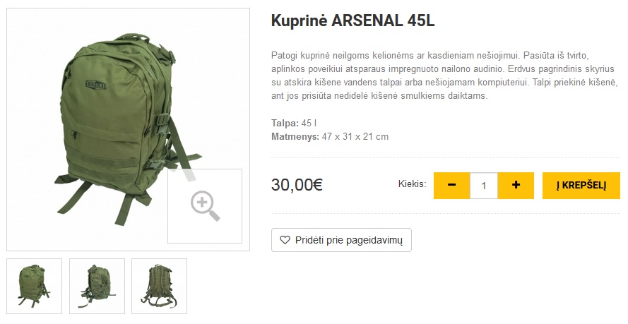 Kuprinė ARSENAL 45L